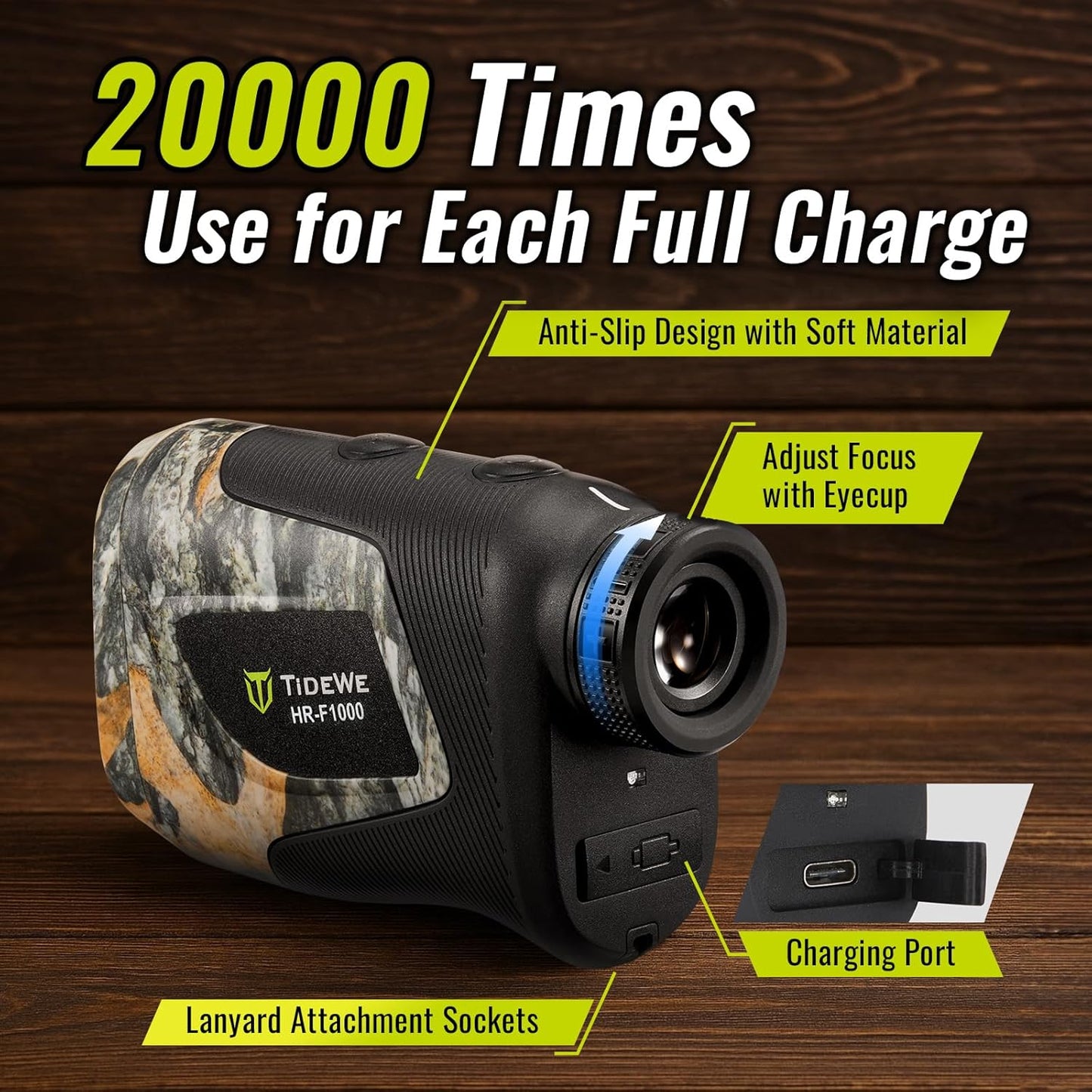 Hunting Rangefinder with Rechargeable Battery, 700/1000Y Camo Laser Range Finder 6X Magnification, Distance/Angle/Speed/Scan Multi Functional Water-Resistant Rangefinder with Case