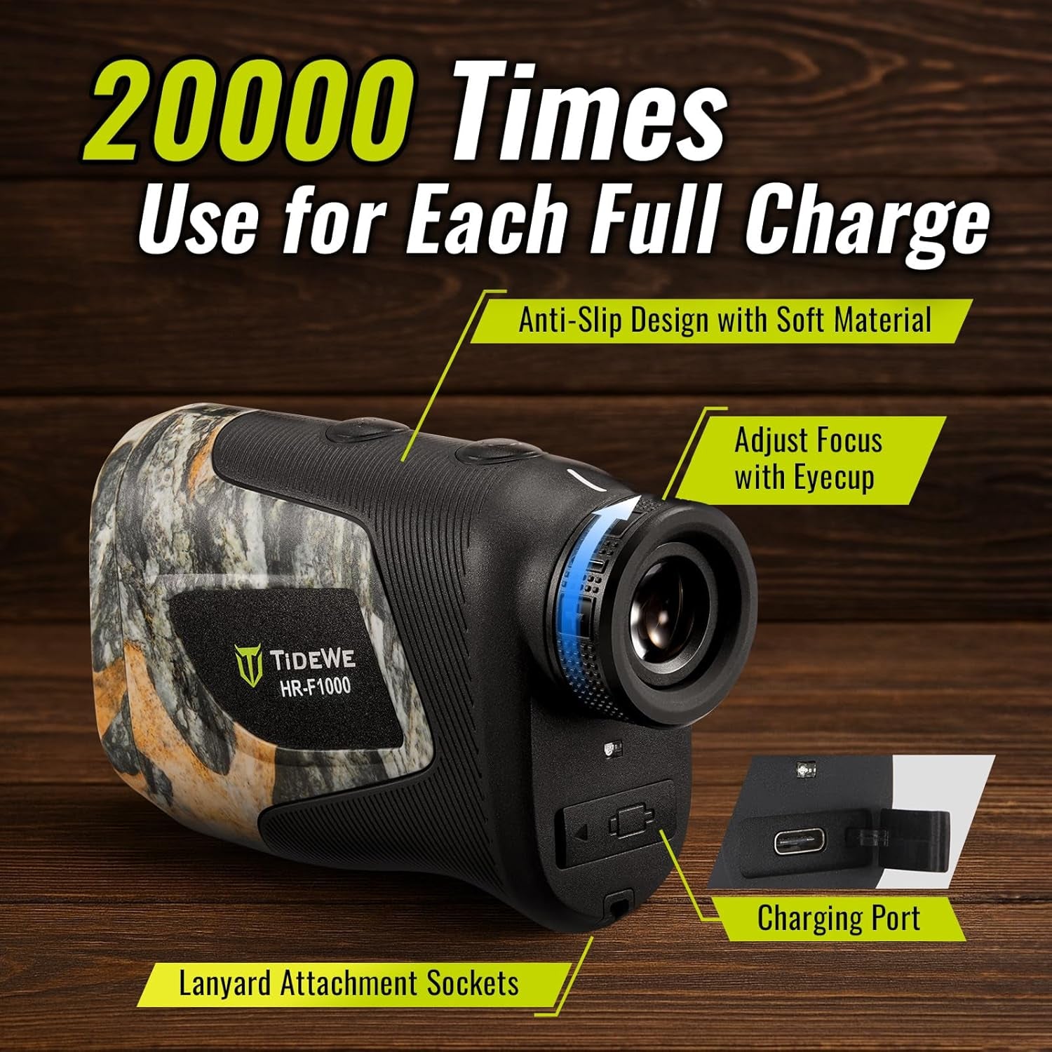 Hunting Rangefinder with Rechargeable Battery, 700/1000Y Camo Laser Range Finder 6X Magnification, Distance/Angle/Speed/Scan Multi Functional Water-Resistant Rangefinder with Case